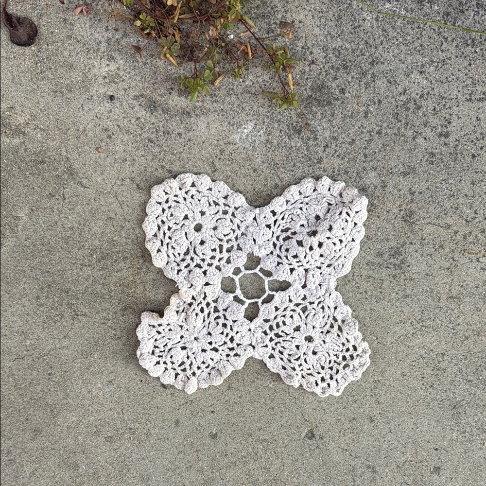 Vintage Handmade “X” Crochet Doily
